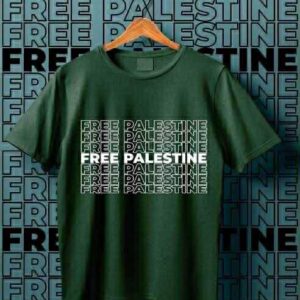 เสื้อคอกลมสกรีนลาย Free Palestine